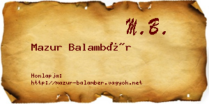 Mazur Balambér névjegykártya